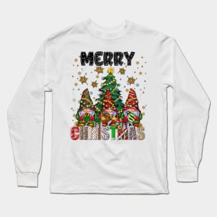 Merry Christmas Gnome Family Funny Xmas Tree Women Men Kids Long Sleeve T-Shirt